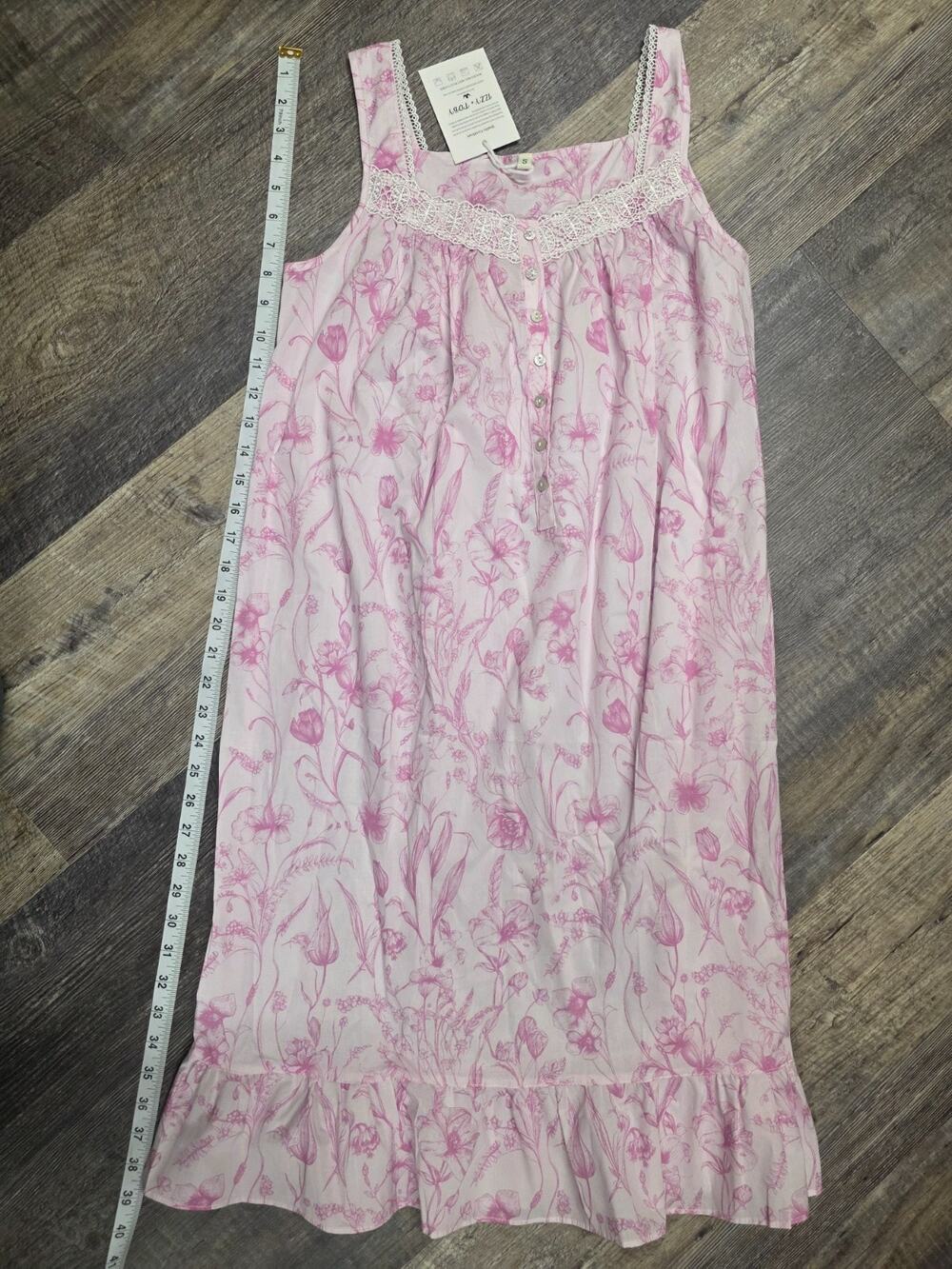 IZZY + TOBY Womens Nightgown Size S Pink Floral Sleeveless Lace Trim Sleep NWT
